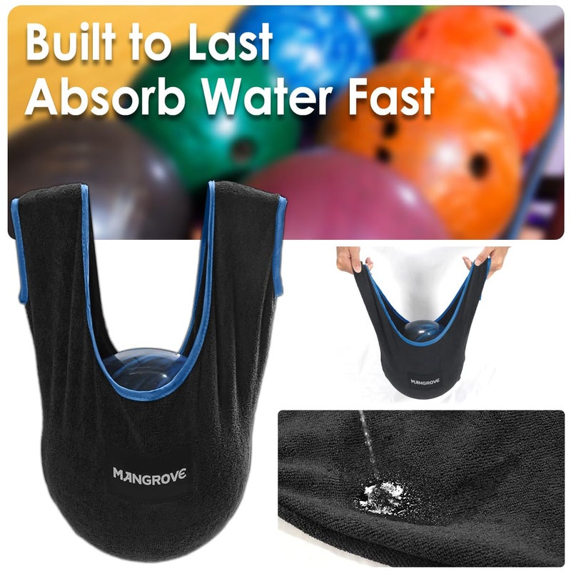 Mangrove Bowling Ball Polisher, Microfiber Bowling Towel See-Saw for Bowlers, Large Washable Bowling Shammy Seesaw, Ball Cleaner Holder Bag (Black 2-Pack) - Image 4